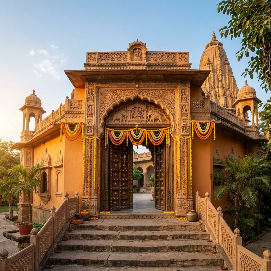 Sai Baba Mandir Kookas — Grand temple entrance gate